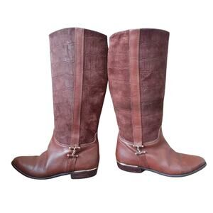 Pazzo Brown Embossed Leather Riding Boots